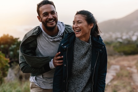 couple out hiking